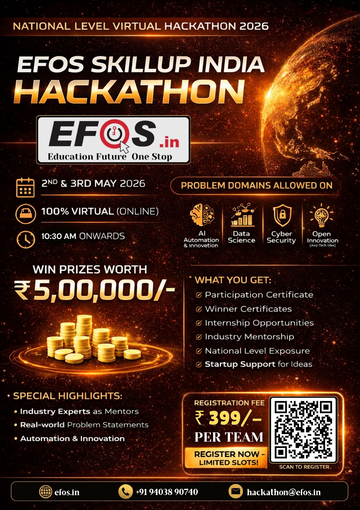 Official poster for EFOS SkillUp India Hackathon 2026